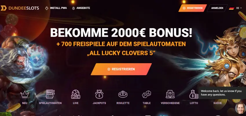 dundeeslots haupt seite